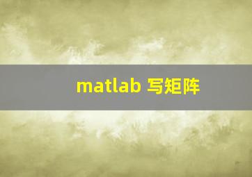 matlab 写矩阵